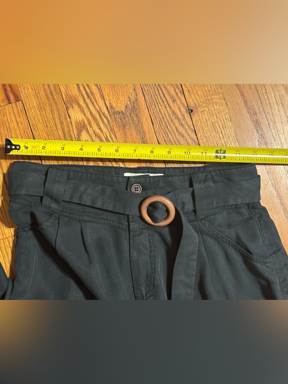 Women’s High-Waist Paperbag Chino Pants With Wooden Belt — image 6 of 8